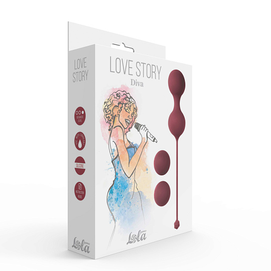 Набор вагинальных шариков Love Story Diva, бордовый