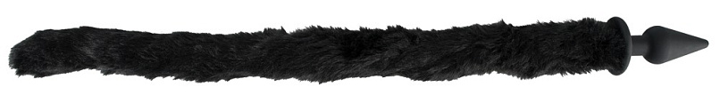Забавная анальная пробка Cat Tail черного цвета