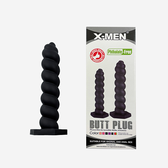 Анальный витой фаллоимитатор X-Men, черный