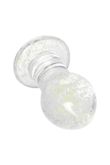 Стеклянная анальная пробка Sexus Glass, светится в темноте, 9 см, прозрачная
