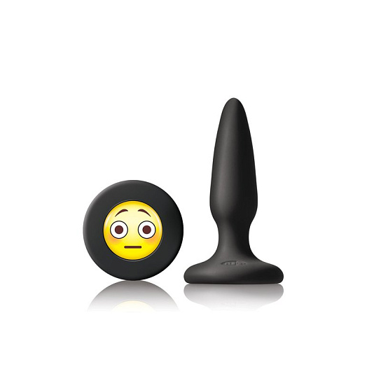 Анальная втулка со смайликом Emoji Face OMG малая, черная