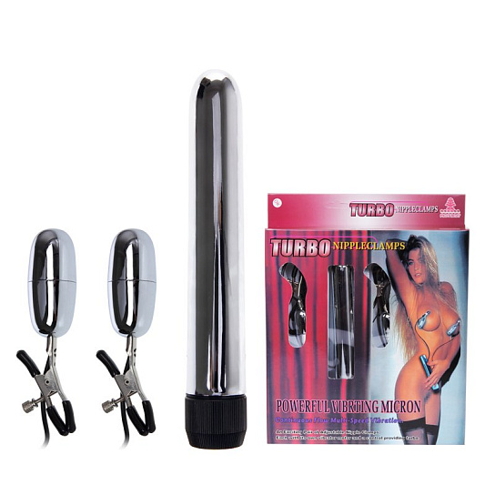 Вибратор и зажимы сосков Turbo Nippleclamps