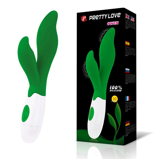 Изогнутый вибратор, с отростком Pretty Love Owen, зеленый