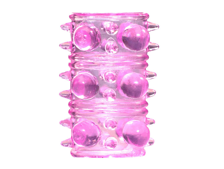Насадка на пенис Armour Pink с бусинами и усиками для стимуляции, розовая