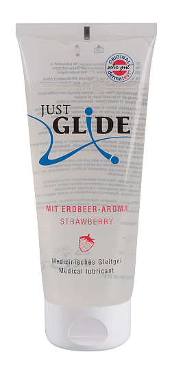 Медицинская гель-смазка на водной основе JUSTGLIDE клубничка, 200 мл