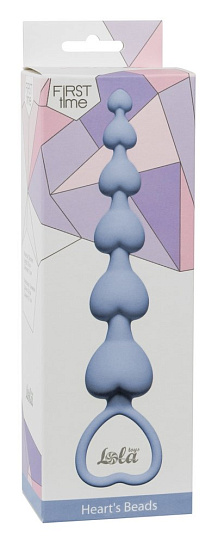 Анальная цепочка с держателем Lola Toys Hearts Beads, голубая