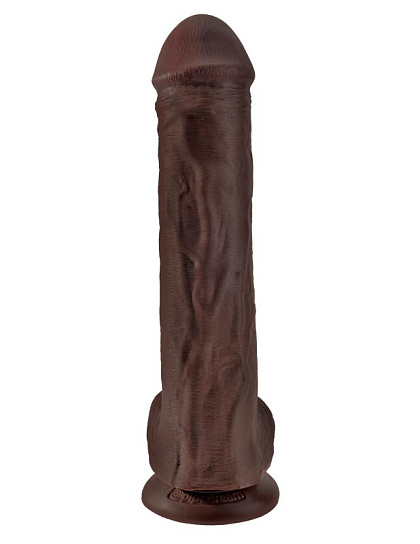Фаллос гигант на присоске Cock with Balls с мошонкой 22.4 см, темно-коричневый Фаллос гигант на присоске Cock with Balls с мошонкой 22.4 см, темно-коричневый