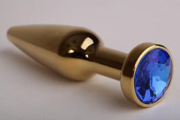 Анальная втулка под золото с синим кристаллом, 4sexdream