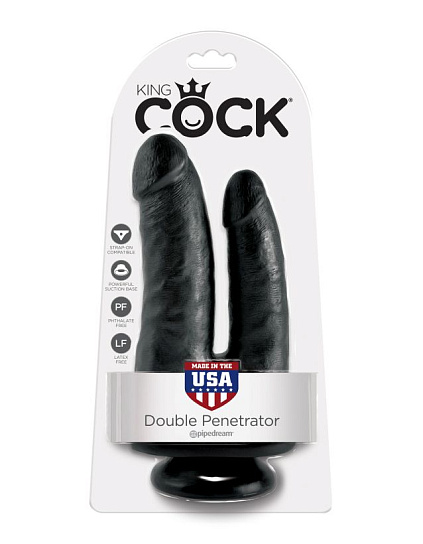 Анально-вагинальный фаллоимитатор King Cock Double Penetrator 11.4 см, черный