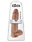 Огромный фаллос 12 Cock with Balls с мошонкой на присоске, 15 см, коричневый