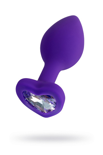 Фиолетовая анальная втулка Diamond Heart с кристаллом, размер S