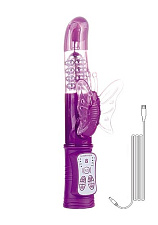 Многоскоростной вибратор с режимами вращения ствола BUTTERFLY, фиолетовый