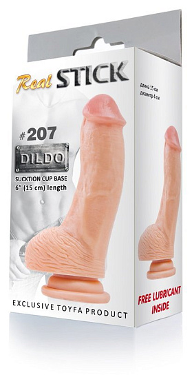 Фаллос RealStick #207 телесный с присоской, 15 см