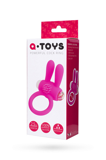 Виброкольцо силиконовое с ушками A-toys, розовое