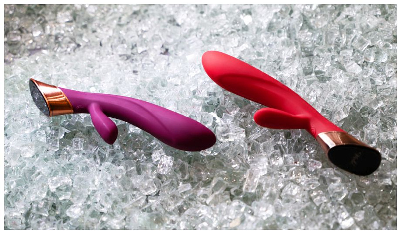 Инновационный вибростимулятор Viotec BLOSSOM с клиторальным отростком, красный