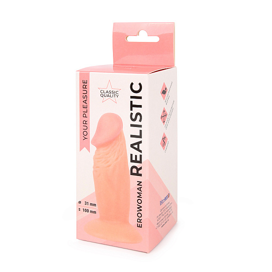 Реалистик фаллоимитатор Erowoman на присоске, 10 см, телесный