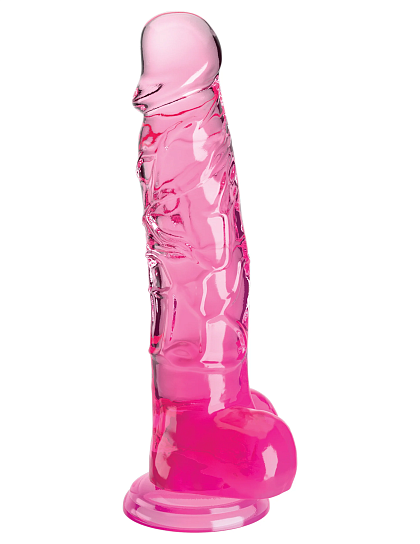 Фаллоимитатор с мошонкой на присоске King Cock Clear 8, розовый