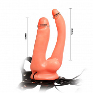 Двойной анально-вагинальный страпон Baile на пульте, 13 см