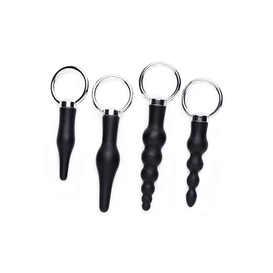Набор анальных стимуляторов 4 Piece Silicone Anal Ringed