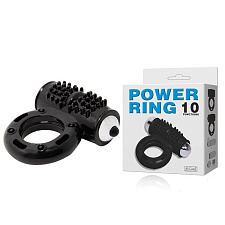 Вибрирующее кольцо Power Ring, черное, 10 режимов
