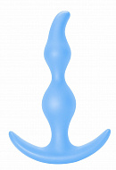 Анальная пробка из бархатистого силикона Bent Anal Plug, синяя