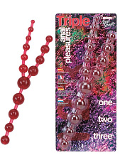 Анальные бусы тройные, Triple Anal Pleasure Beads, красные