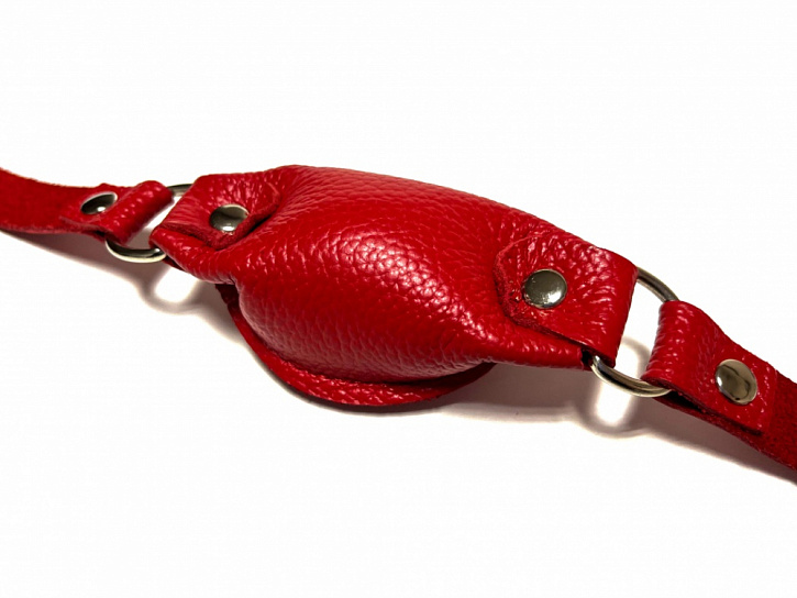 Кляп-шарик из кожи BDSM Арсенал, красный