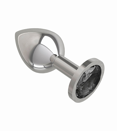 Средняя анальная пробка Silver с черным кристаллом
