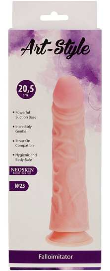 Упругий и рельефный фаллоимитатор на присоске ART-Style 20,5 см