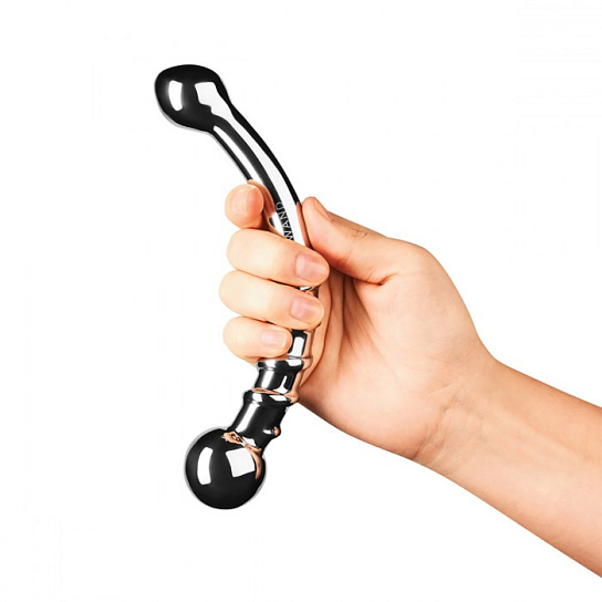 Изогнутый фаллоимитатор стальной со спиралью LE WAND BOW, 20 см