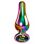 Радужная анальная пробка малая Evolved Rainbow Metal Plug, средняя