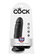 Реалистик с мошонкой на присоске Cock with Balls King Cock 13.5 см, черный