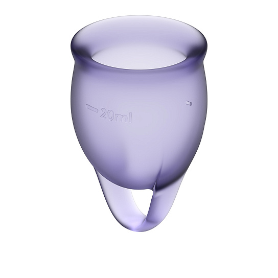 Набор менструальных чаш Satisfyer Feel Confident с петелькой, 2 шт, фиолетовые Набор менструальных чаш Satisfyer Feel Confident с петелькой, 2 шт, фиолетовые