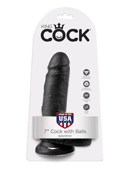 Реалистик с мошонкой на присоске Cock with Balls King Cock 13.5 см, черный Реалистик с мошонкой на присоске Cock with Balls King Cock 13.5 см, черный
