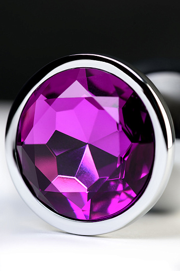 Анальная страза с фиолетовым камнем Toyfa Crystal из металла