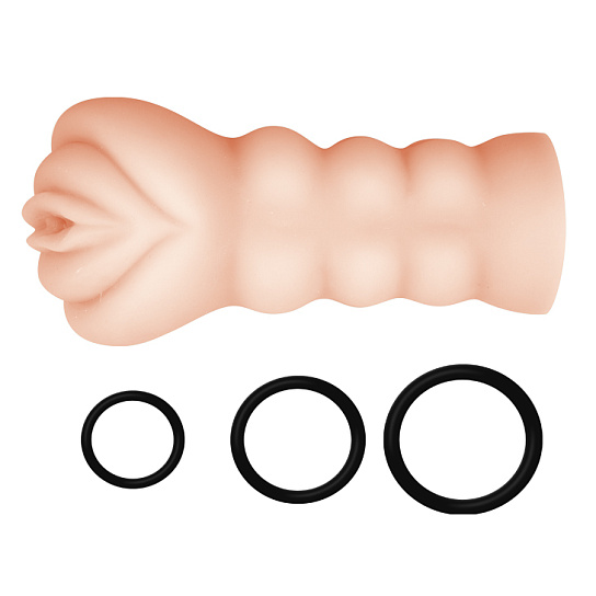 Мастурбатор вагина с эрекционными кольцами для мужчин