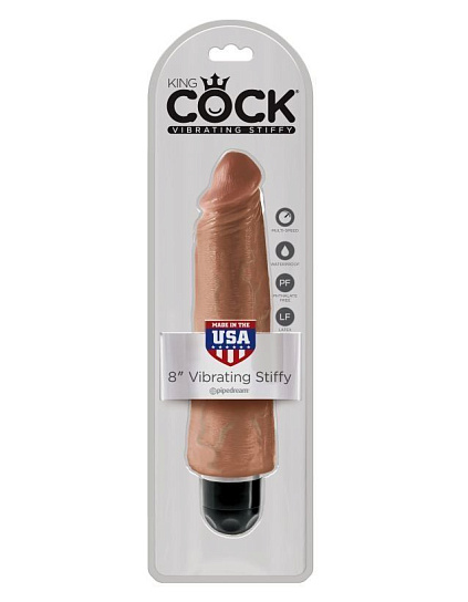 Женский вибратор-реалистик 8 Vibrating Stiffy из коллекции King Cock, 21 см