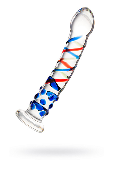 Фаллос GLASS с крупной головкой и уникальным рельефом, 17 см