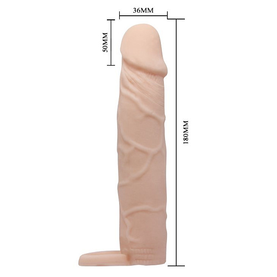 Закрытая насадка реалистик Penis sleeve, 18 см