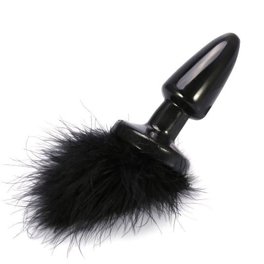 Анальная втулка с хвостом Luxurious Tail Black Bunny