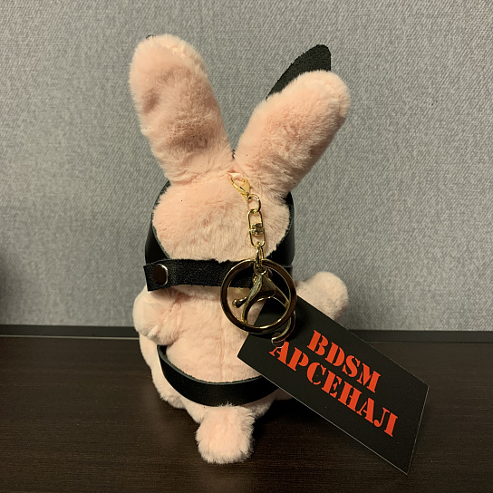 Подарочный бдсм-зайчик BDSM-Арсенал в маске розовый, мини-размер