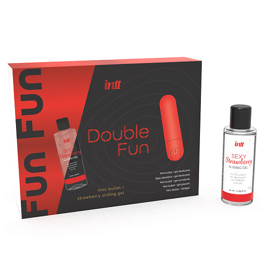 Набор из массажного крема для тела и вибропули Intt Double Fun, красный
