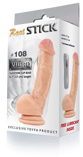 Вибратор с пультом ДУ REALSTICK №108, 21 см