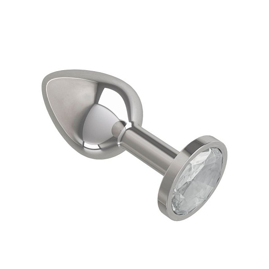 Анальная пробка Silver с прозрачным кристаллом