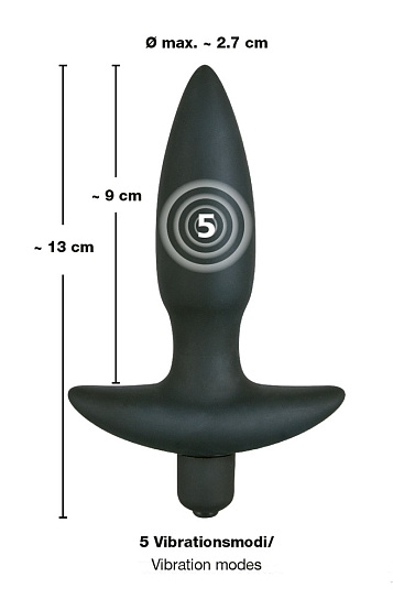Анальная пробка Black Velvets Vibrating Plug Large, черная