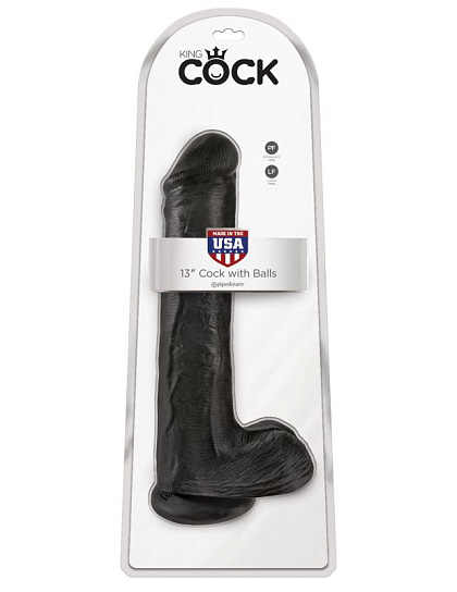 Фаллос гигант на присоске Cock with Balls с мошонкой 22.4 см, черный Фаллос гигант на присоске Cock with Balls с мошонкой 22.4 см, черный