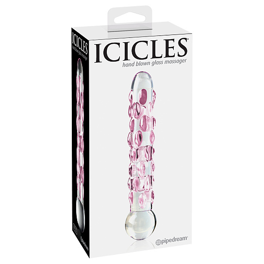 Нежно-розовый фаллоимитатор из стекла Icicles No. 7