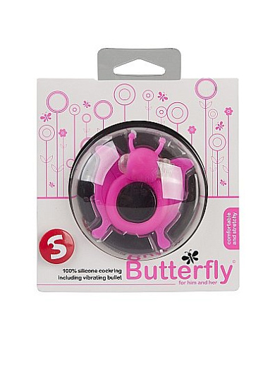 Силиконовое виброкольцо на член Butterfly, розовое