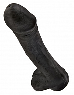 Фаллос гигант на присоске Cock with Balls с мошонкой 22.4 см, черный