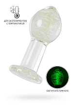 Стеклянная анальная пробка Sexus Glass, светится в темноте, 6.5 см, прозрачная